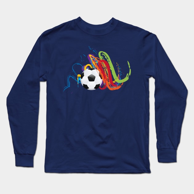 Soccer ball grunge strokes Long Sleeve T-Shirt by AnnArtshock